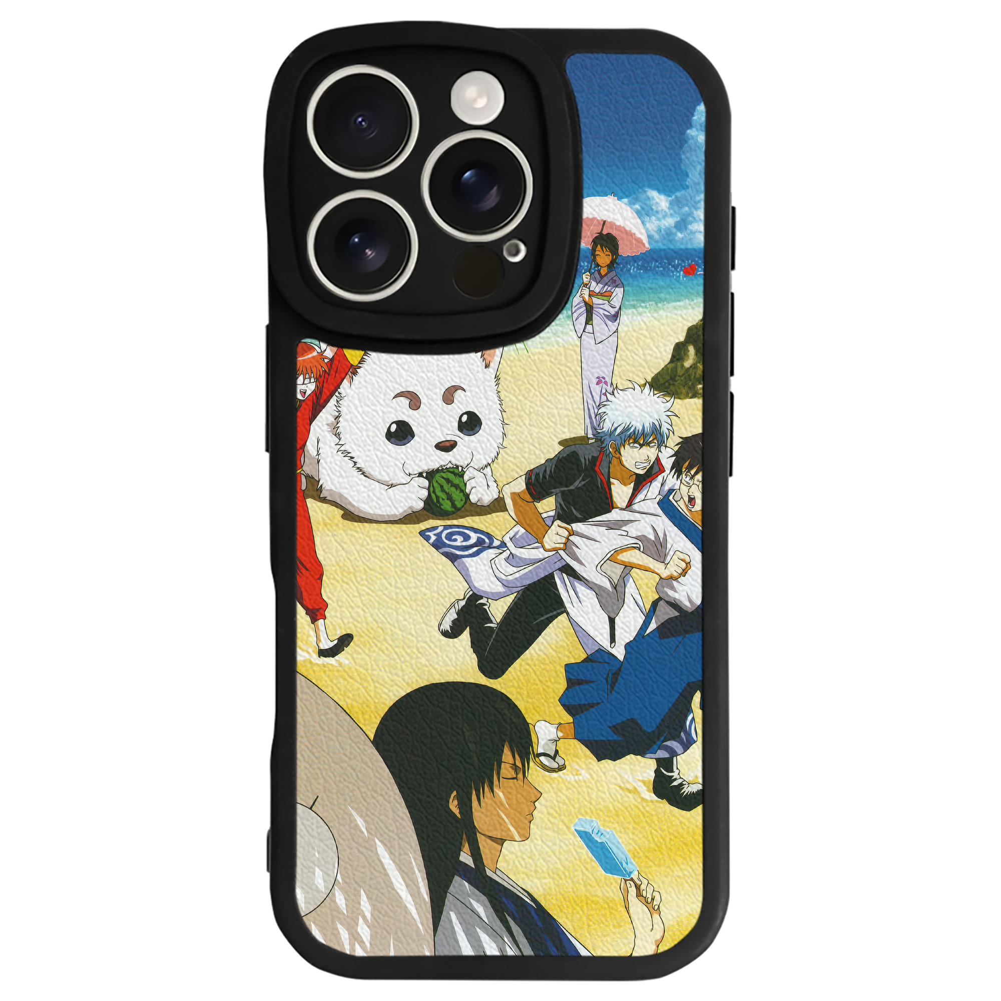 （画像用） ぎんたま 坂田銀時（さかたぎんとき） 神楽 志村新八（しむら しんぱち） GINTAMA Sakata Gintoki Kagura Shimura Shinpachi 【iPhone 16シリーズ対応】シリコンスマホケース（レザー調） 材質：シリコン